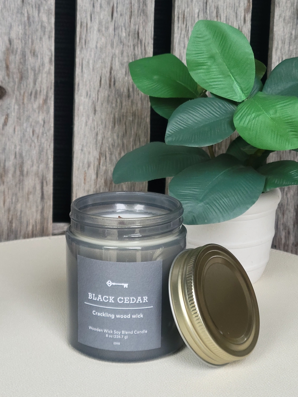 Threshold Black Cedar Crackling Wood Wick Candle - Gray 9oz - Picture 3 of 5